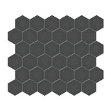 2 In Hexagon Soho Retro Black Matte Unglazed Porcelain Mosaic
