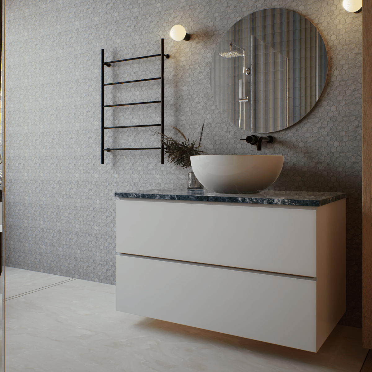 2 in. Plata Perla Grigia Hexagon Matte Glazed Porcelain Mosaic