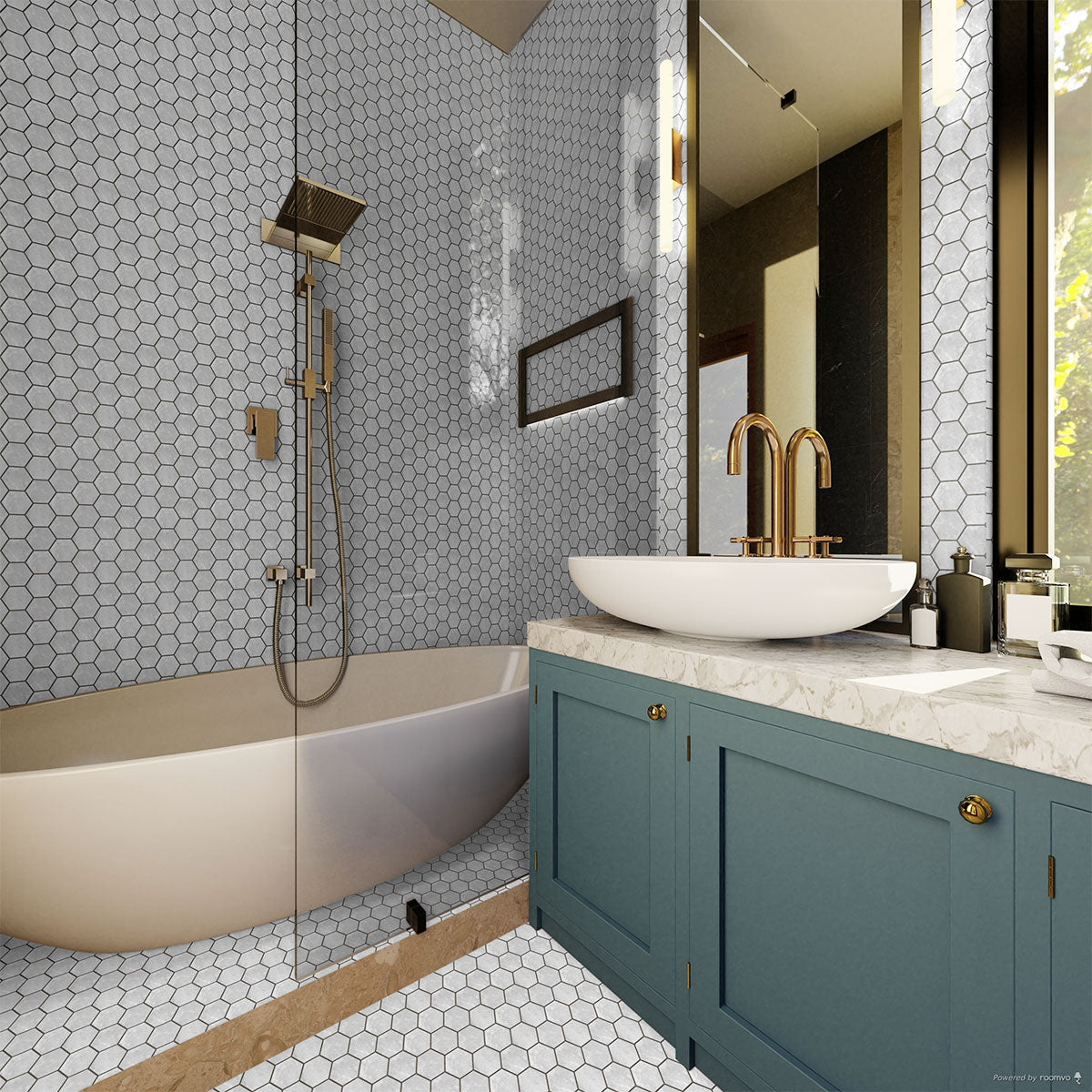 2 in. Plata Perla Grigia Hexagon Matte Glazed Porcelain Mosaic