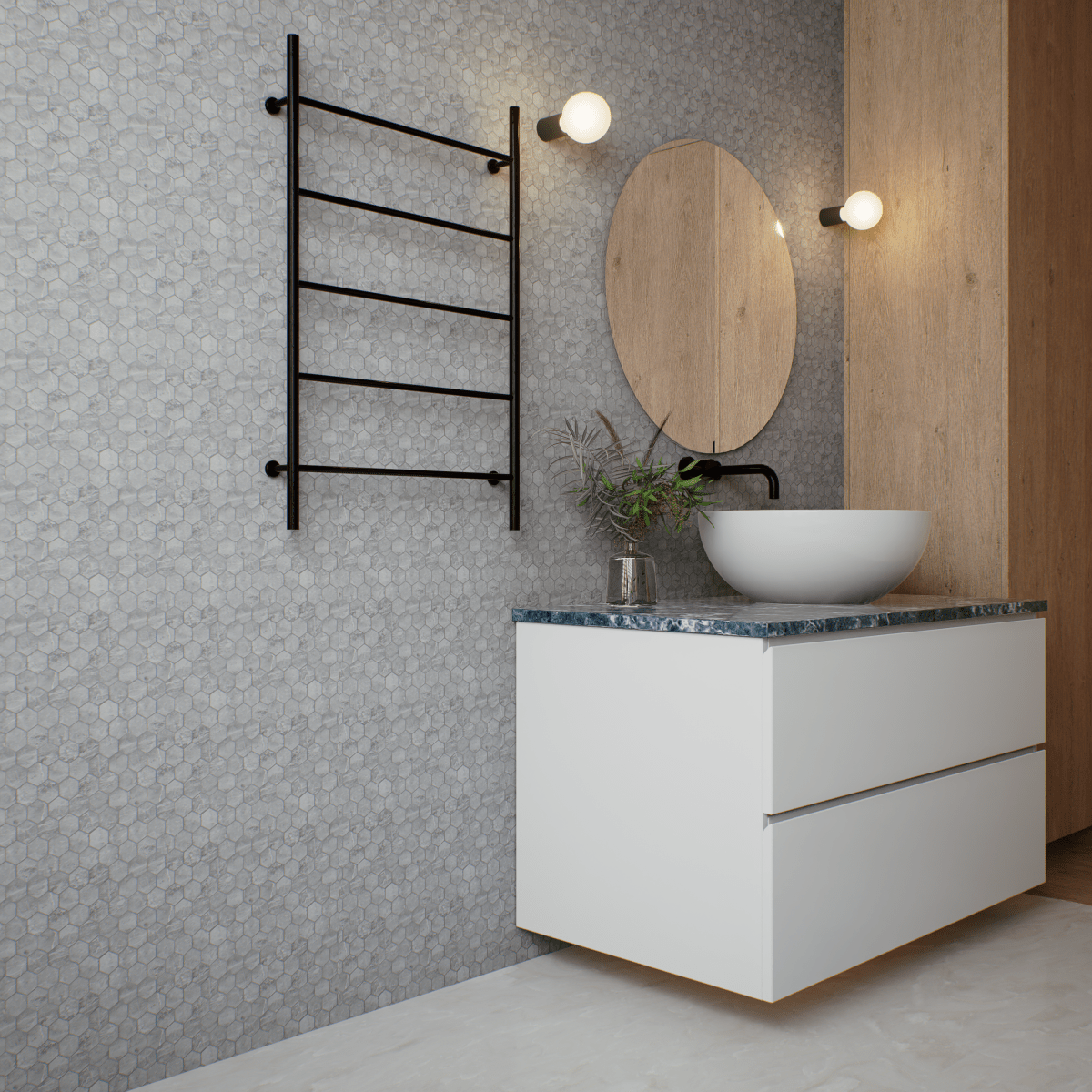 2 in. Plata Perla Grigia Hexagon Matte Glazed Porcelain Mosaic