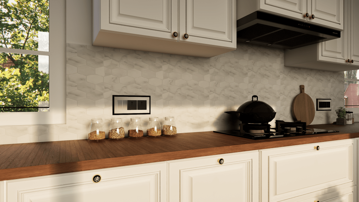 2 in Plata Statuario Brina Hexagon Matte Glazed Porcelain Mosaic