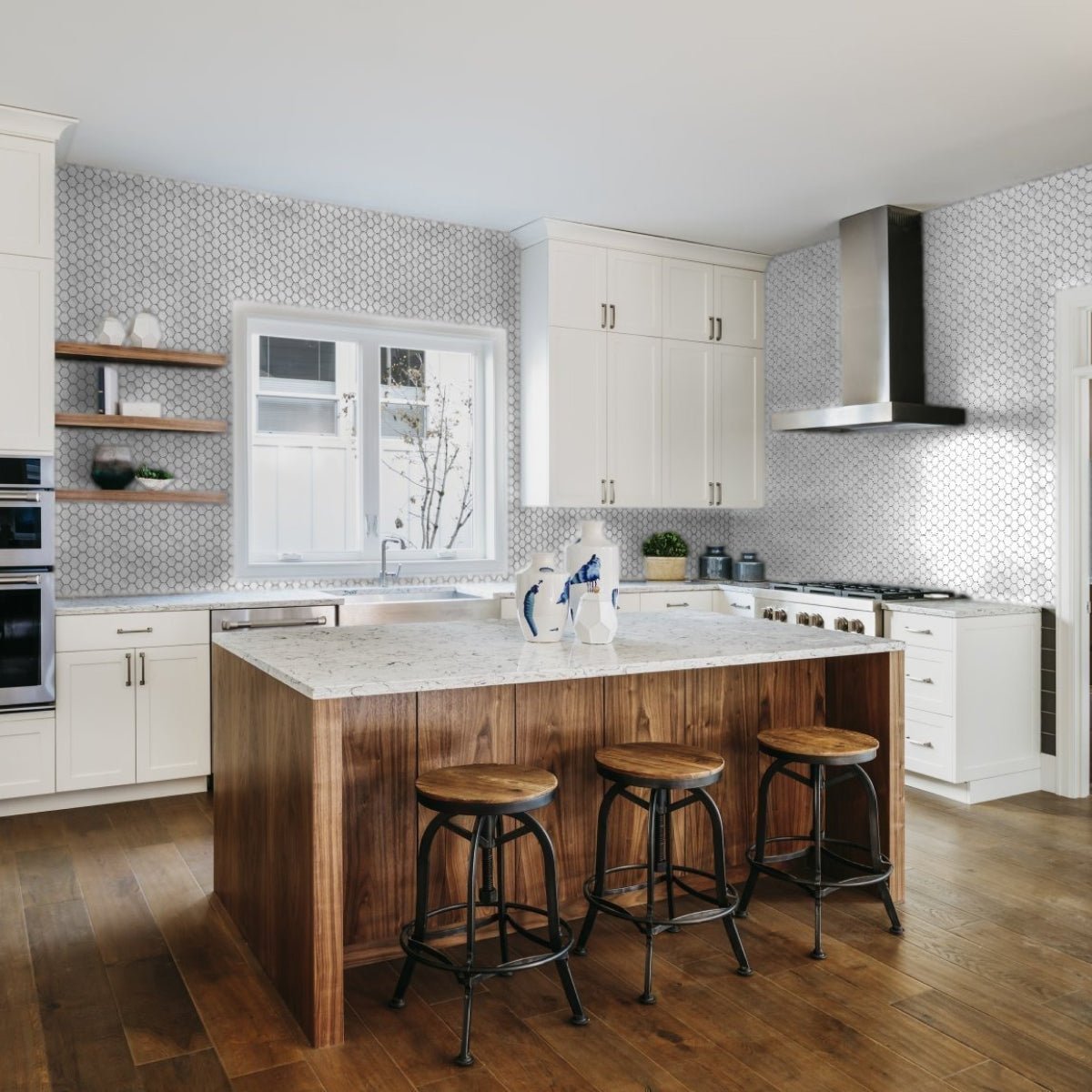 2 in Plata Statuario Brina Hexagon Matte Glazed Porcelain Mosaic