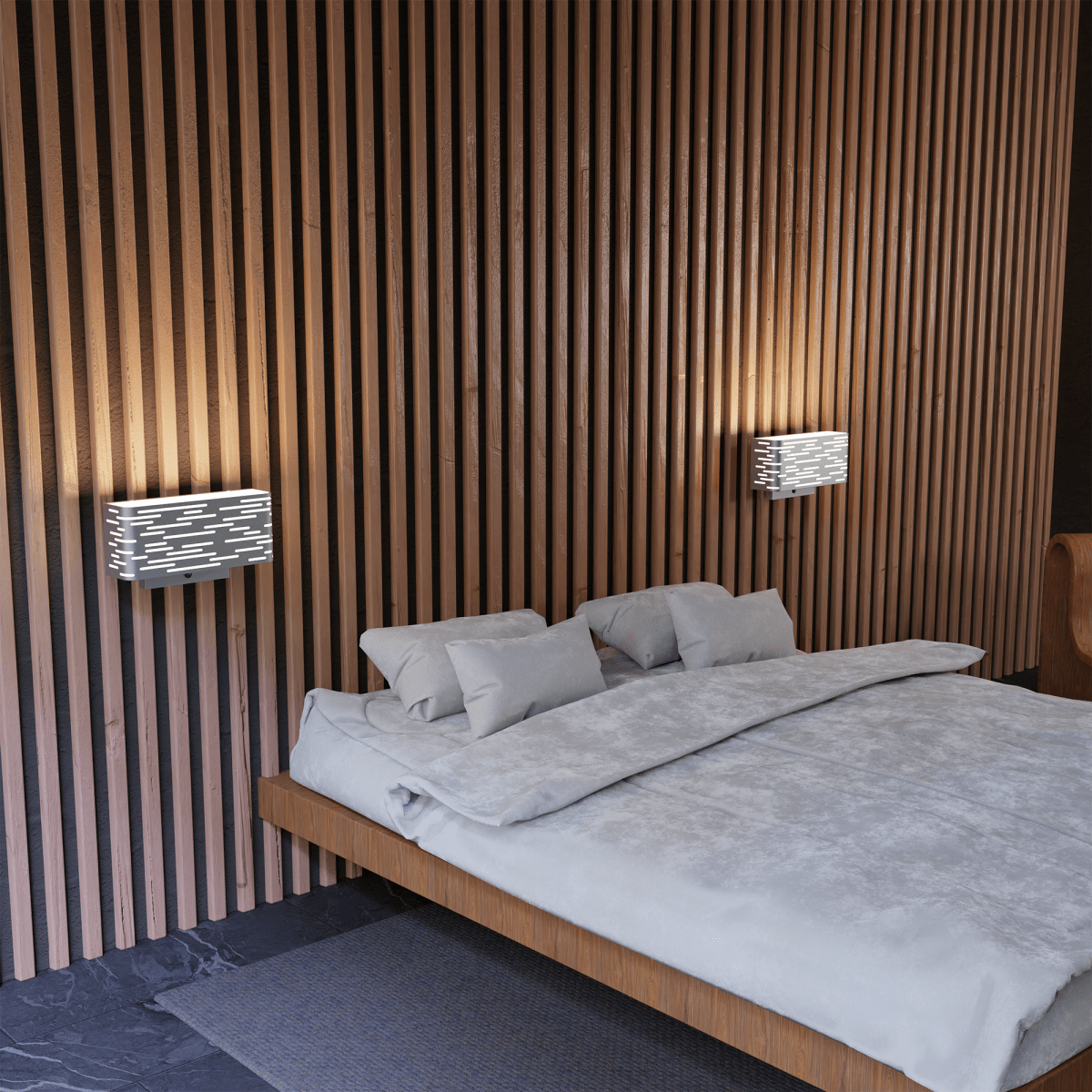 2-Light, 14"W Bedside Headboard Light, Rectangular Shape, Material: Metal + Acrylic, Twinkle Glossy Finish, 110V, ETL, w/ on/off Rocker Switch, Wall Mounted Light