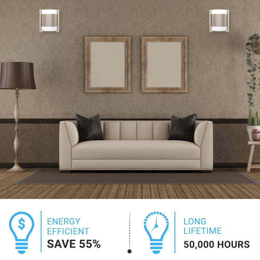 2-Light Brushed Nickel Wall Sconce, White Glass shade, Dimension: W10"xH11.75"xE4"