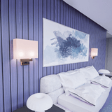 2-Light, Wall Sconce for Bedroom with 2 Switch, 2 USB, 2 Type C & 1 Outlet, White Fabric / Acrylic Shade, Wall Mounted Lamps for Hotel, Corridor and Restaurant