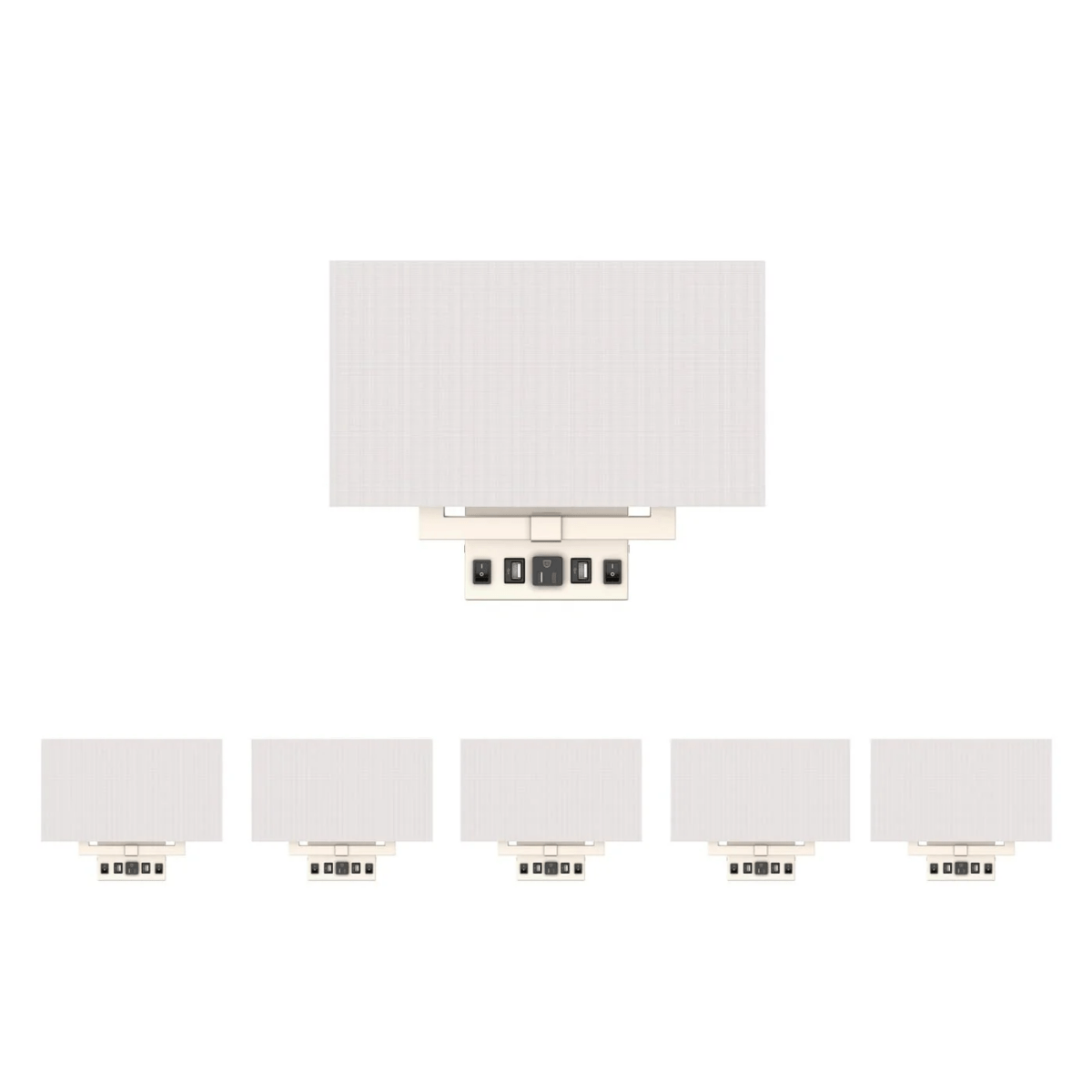 2-Light, Wall Sconce for Bedroom with 2 Switch, 2 USB, 2 Type C & 1 Outlet, White Fabric / Acrylic Shade, Wall Mounted Lamps for Hotel, Corridor and Restaurant