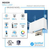 2-Light, Wall Sconce for Bedroom with 2 Switch, 2 USB, 2 Type C & 1 Outlet, White Fabric / Acrylic Shade, Wall Mounted Lamps for Hotel, Corridor and Restaurant