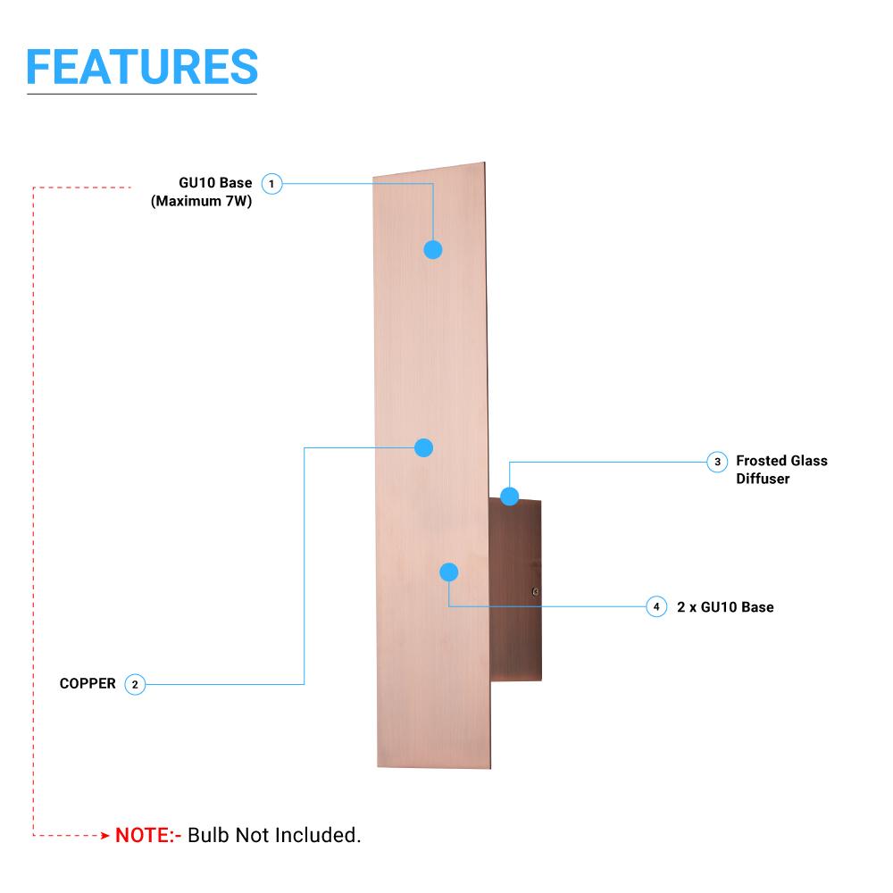 2-Lights, Decorative Wall Sconce with Frosted Glass Diffuser, Dimension W 5 x H 20 x E 3.5 Inch