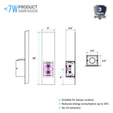 2-Lights, Decorative Wall Sconce with Frosted Glass Diffuser, Dimension W 5 x H 20 x E 3.5 Inch