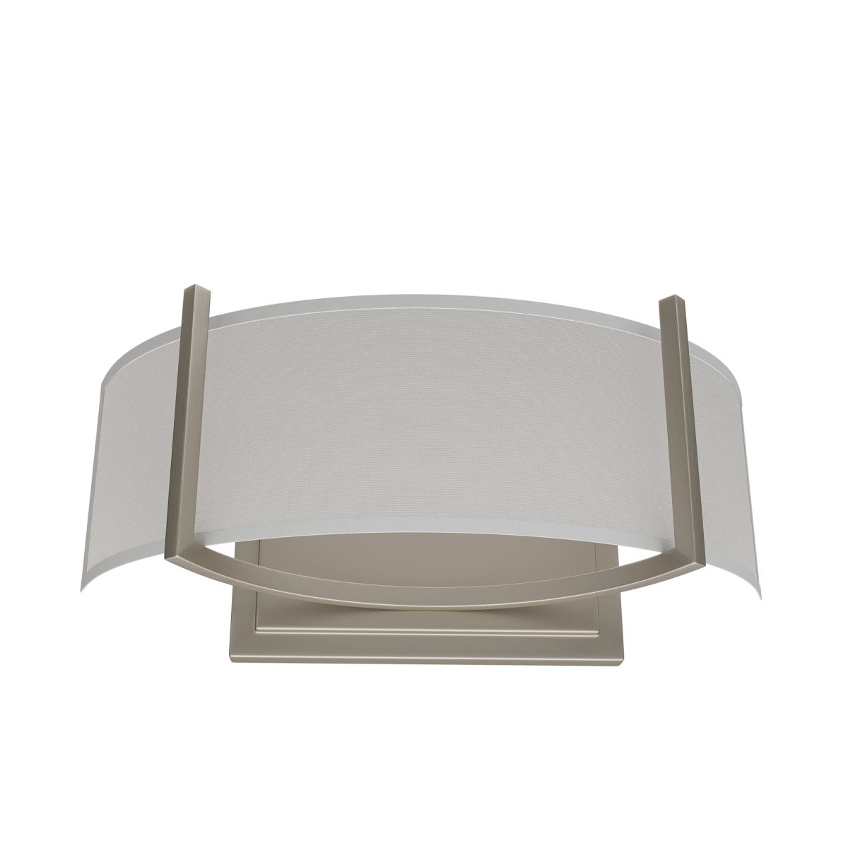 2-Lights, Flush Mounted Wall Sconce, 120 Volt, Dimmable, Brushed Nickel / Slate Gray Fabric, Hardwired