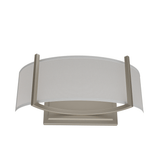2-Lights, Flush Mounted Wall Sconce, 120 Volt, Dimmable, Brushed Nickel / Slate Gray Fabric, Hardwired
