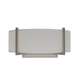 2-Lights, Flush Mounted Wall Sconce, 120 Volt, Dimmable, Brushed Nickel / Slate Gray Fabric, Hardwired