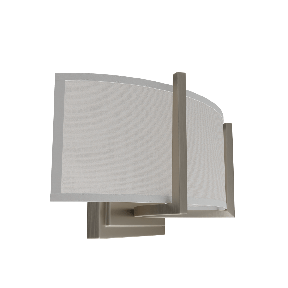 2-Lights, Flush Mounted Wall Sconce, 120 Volt, Dimmable, Brushed Nickel / Slate Gray Fabric, Hardwired