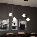 2-Lights, Globe Pendant Chandelier, 17W, 3000K, Matte Black Body Finish, Dimmable