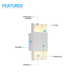 2-Lights, Indoor LED Wall Sconce 11W 3000K (Warm White) 605LM 120V CRI: 80+, Dimmable, Living Room Wall Lighting