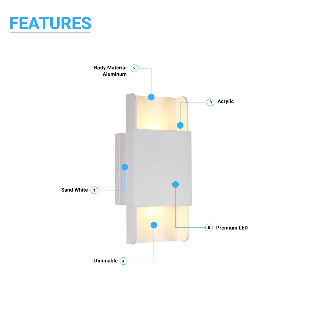 2-Lights, Indoor LED Wall Sconce 11W 3000K (Warm White) 605LM 120V CRI: 80+, Dimmable, Living Room Wall Lighting