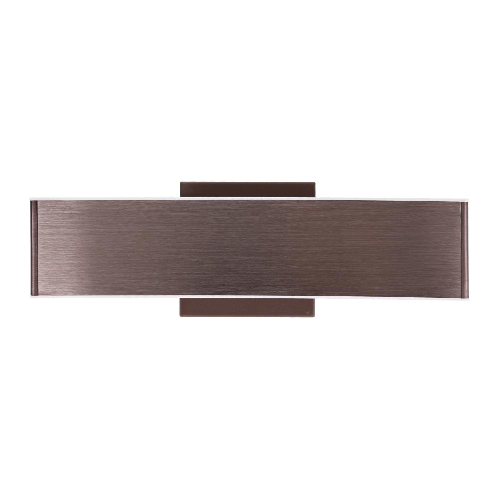 2-Lights, Indoor Rectangular Wall Sconce with Brushed brown Body Finish, 3000K, Dimmable