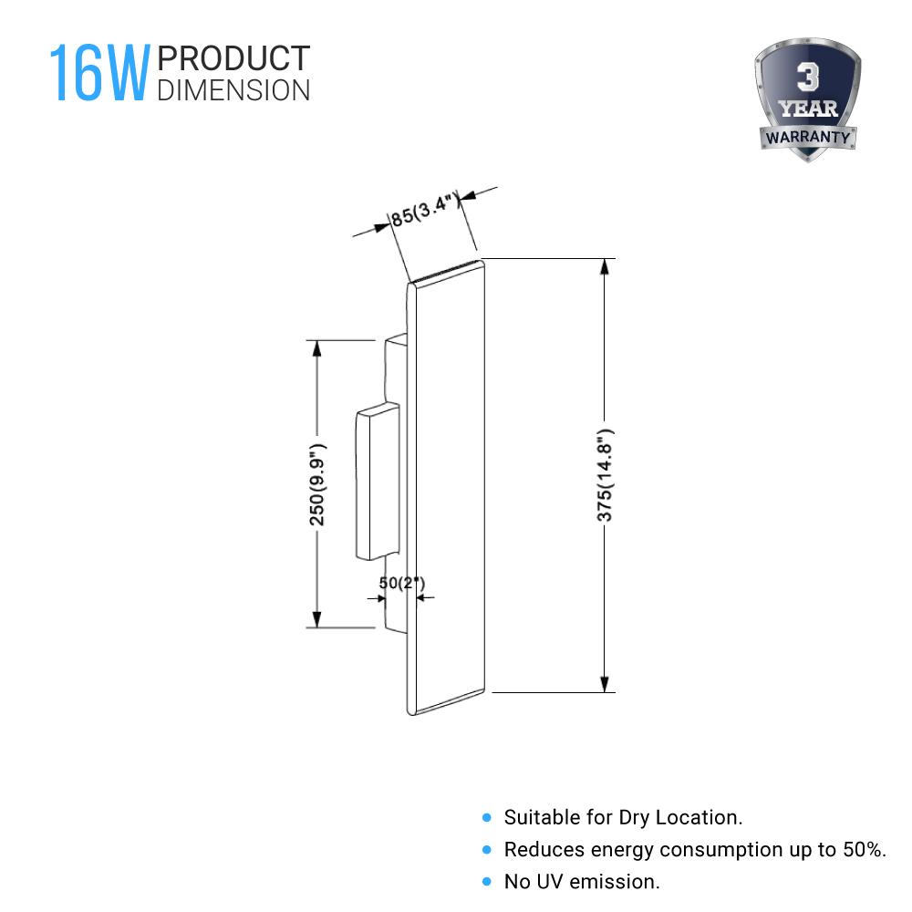 2-Lights, Indoor Rectangular Wall Sconce with Brushed brown Body Finish, 3000K, Dimmable