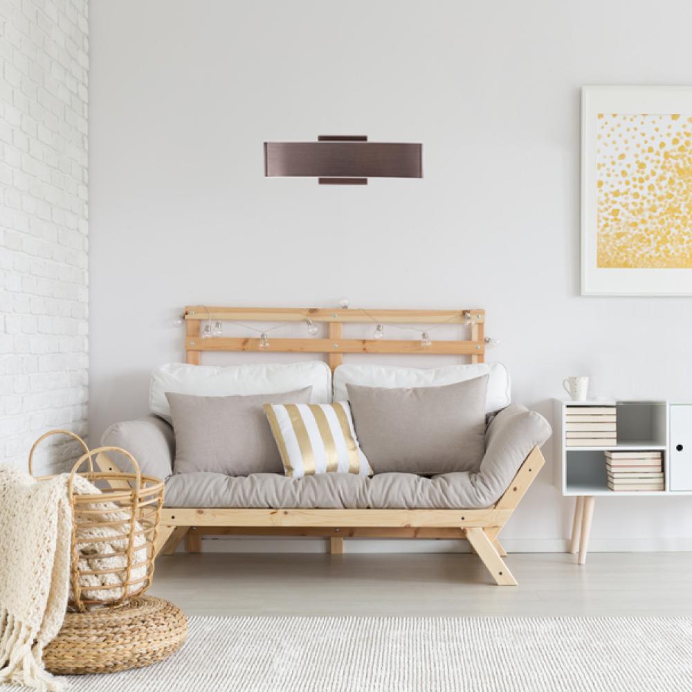 2-Lights, Indoor Rectangular Wall Sconce with Brushed brown Body Finish, 3000K, Dimmable