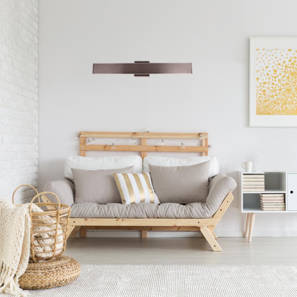 2-Lights, Indoor Rectangular Wall Sconce with Brushed brown Body Finish, 3000K, Dimmable