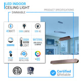 2-Lights, LED Linear Suspension Light, Pendant Mounting, 40W, 3000K, 2000LM, Brushed brown Body Finish, Dimmable