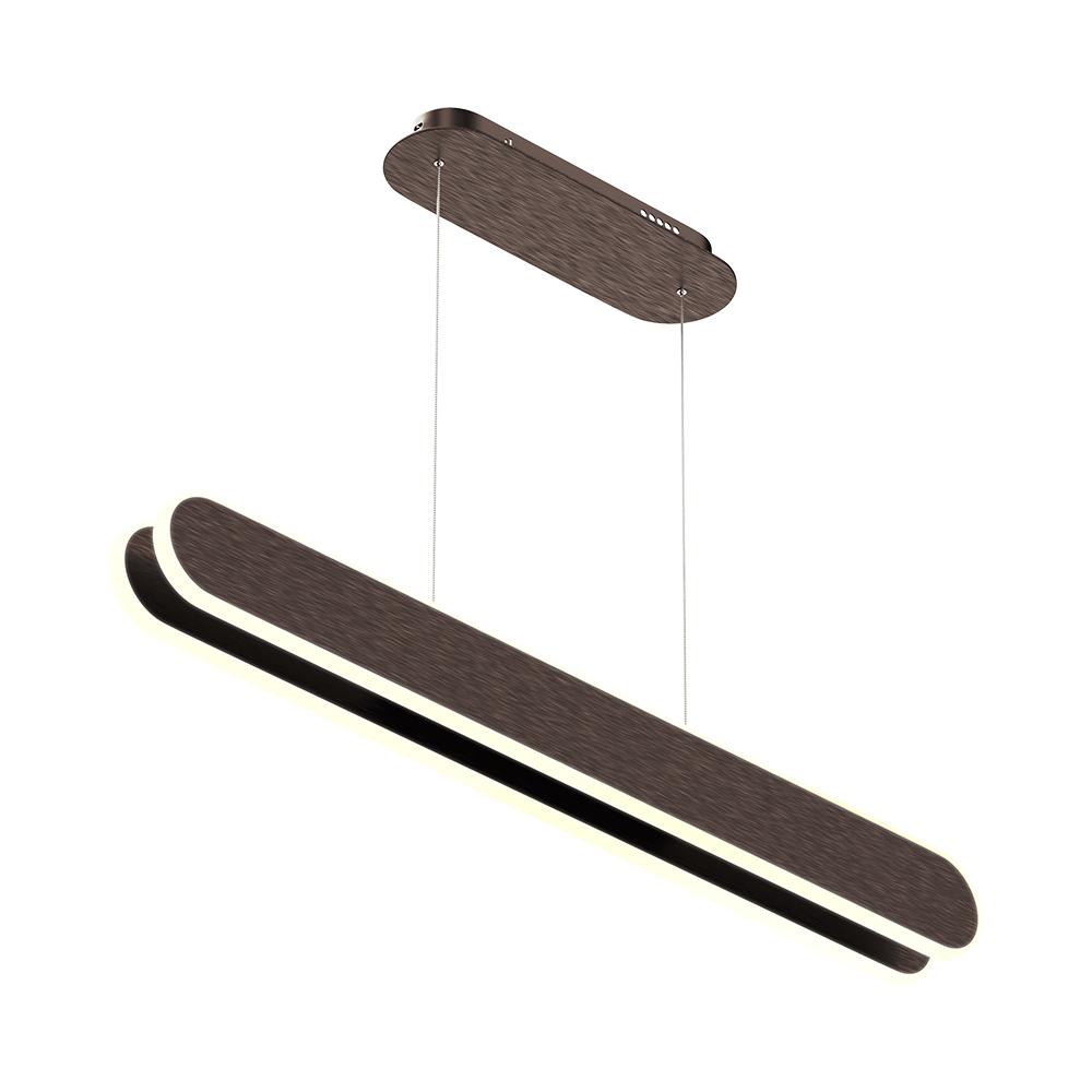 2-Lights, LED Linear Suspension Light, Pendant Mounting, 40W, 3000K, 2000LM, Brushed brown Body Finish, Dimmable