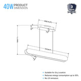2-Lights, LED Linear Suspension Light, Pendant Mounting, 40W, 3000K, 2000LM, Brushed brown Body Finish, Dimmable