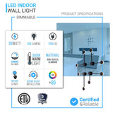 2-Lights, LED Wall Sconce Light 6W/Head, 3000K, 300LM/Head, Integrated LED Light Combination, 120V Dimmable, Matte Black Body Finish