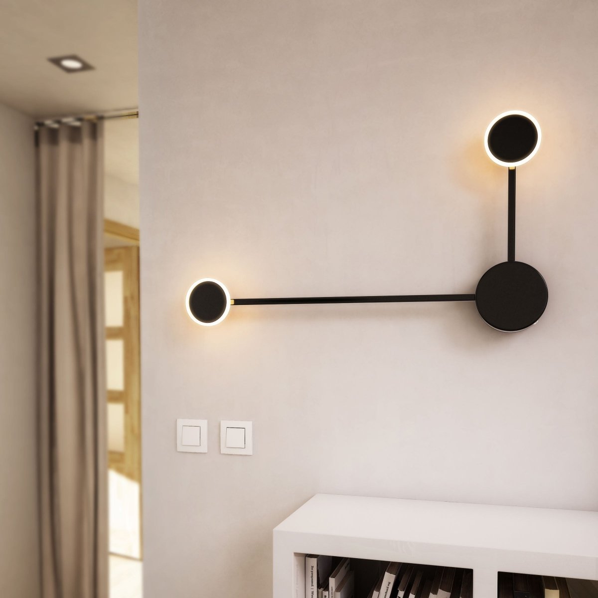 2-Lights, LED Wall Sconce Light 6W/Head, 3000K, 300LM/Head, Integrated LED Light Combination, 120V Dimmable, Matte Black Body Finish
