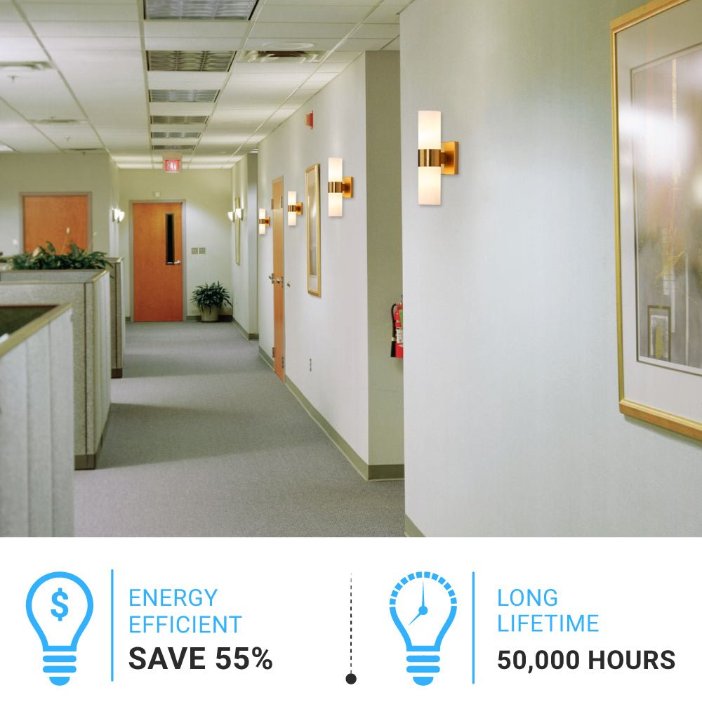 2-Lights, Wall Sconce with White Glass Shade, Brushed Brass Finish, Dim: L13.5"xW4.45"xE5", Hallway Light Fixtures