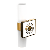 2-Lights, Wall Sconce with White Glass Shade, Brushed Brass Finish, Dim: L13.5"xW4.45"xE5", Hallway Light Fixtures