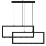 2-Rectangle Lights, 38W, 3000K, 1900LM, LED Kitchen Island Light Pendant For Dining Living Room, Dimmable, Matte black Body Finish