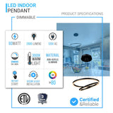 2-Ring, Circular LED Chandelier, 60W, 3000K, 2800LM, Dimmable, 5 Years Warranty