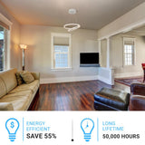2-Ring, Circular LED Chandelier, 60W, 3000K, 2800LM, Dimmable, 5 Years Warranty