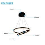 2-Ring, Circular LED Chandelier, 60W, 3000K, 2800LM, Dimmable, 5 Years Warranty