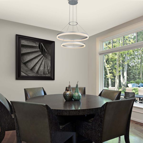 2-Ring, Modern LED Chandelier, 78W, 120V, 3000K, 3985LM, Dimmable
