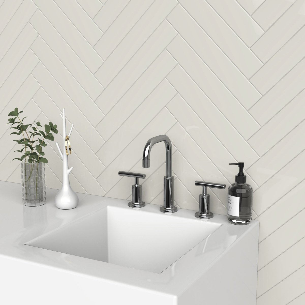 2 x 12 in. Soho Canvas White Glossy Pressed Glazed Ceramic Wall Tile
