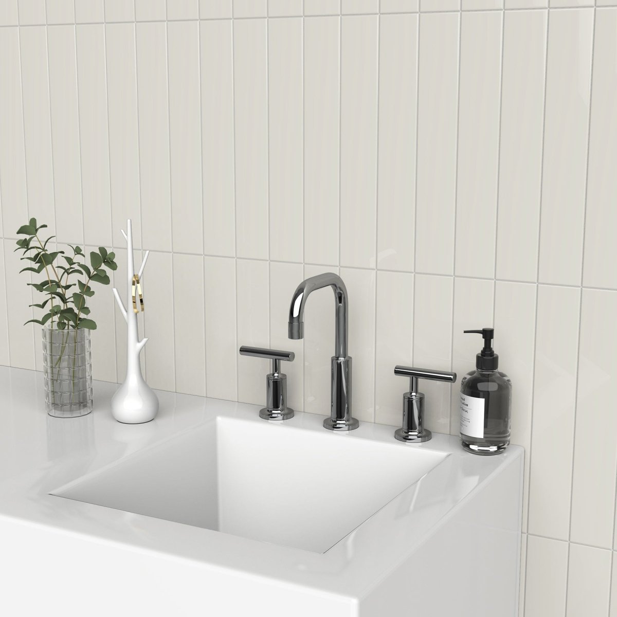 2 x 12 in. Soho Canvas White Glossy Pressed Glazed Ceramic Wall Tile