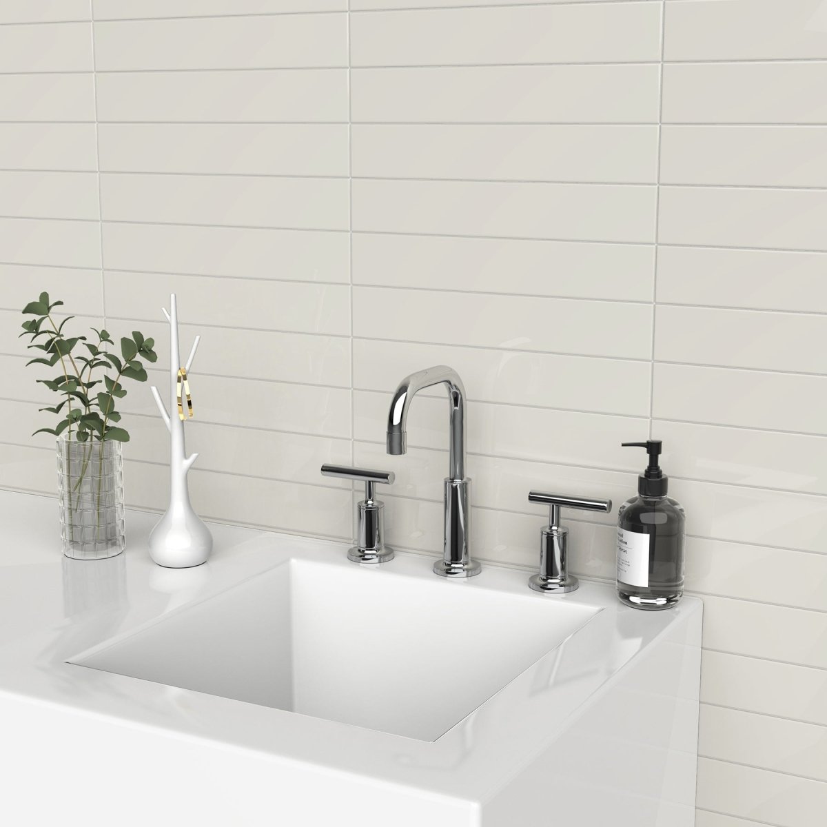2 x 12 in. Soho Canvas White Glossy Pressed Glazed Ceramic Wall Tile