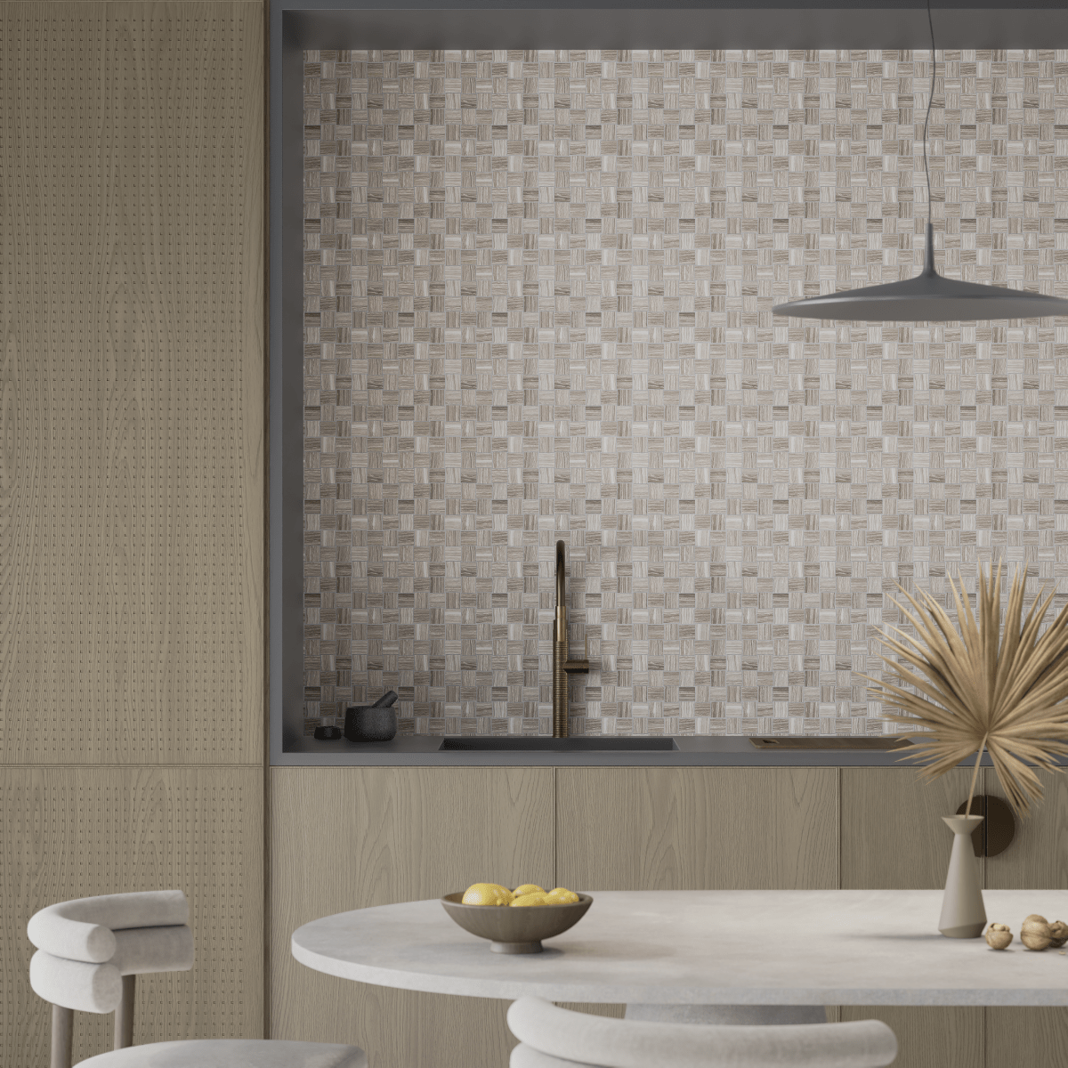 2 X 2 In Basketweave Eramosa Clay Matte Glazed Porcelain Mosaic