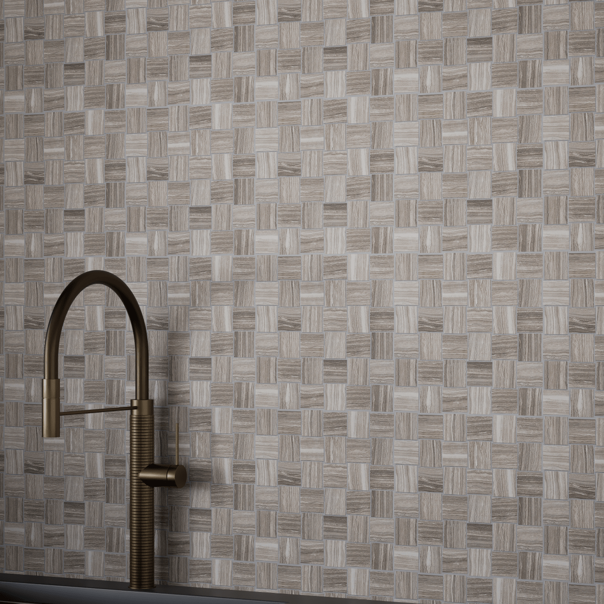 2 X 2 In Basketweave Eramosa Clay Matte Glazed Porcelain Mosaic