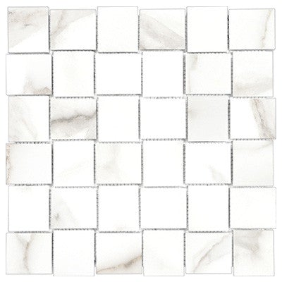 2 X 2 In Basketweave Mayfair Calacatta Matte Glazed Porcelain Mosaic