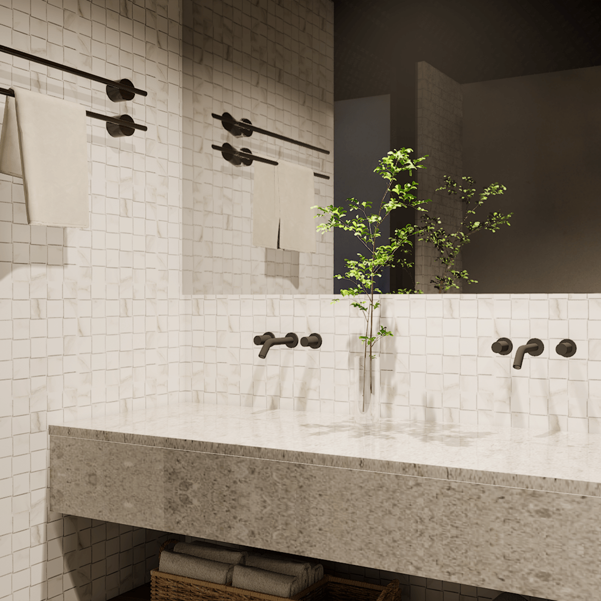 2 X 2 In Basketweave Mayfair Calacatta Matte Glazed Porcelain Mosaic