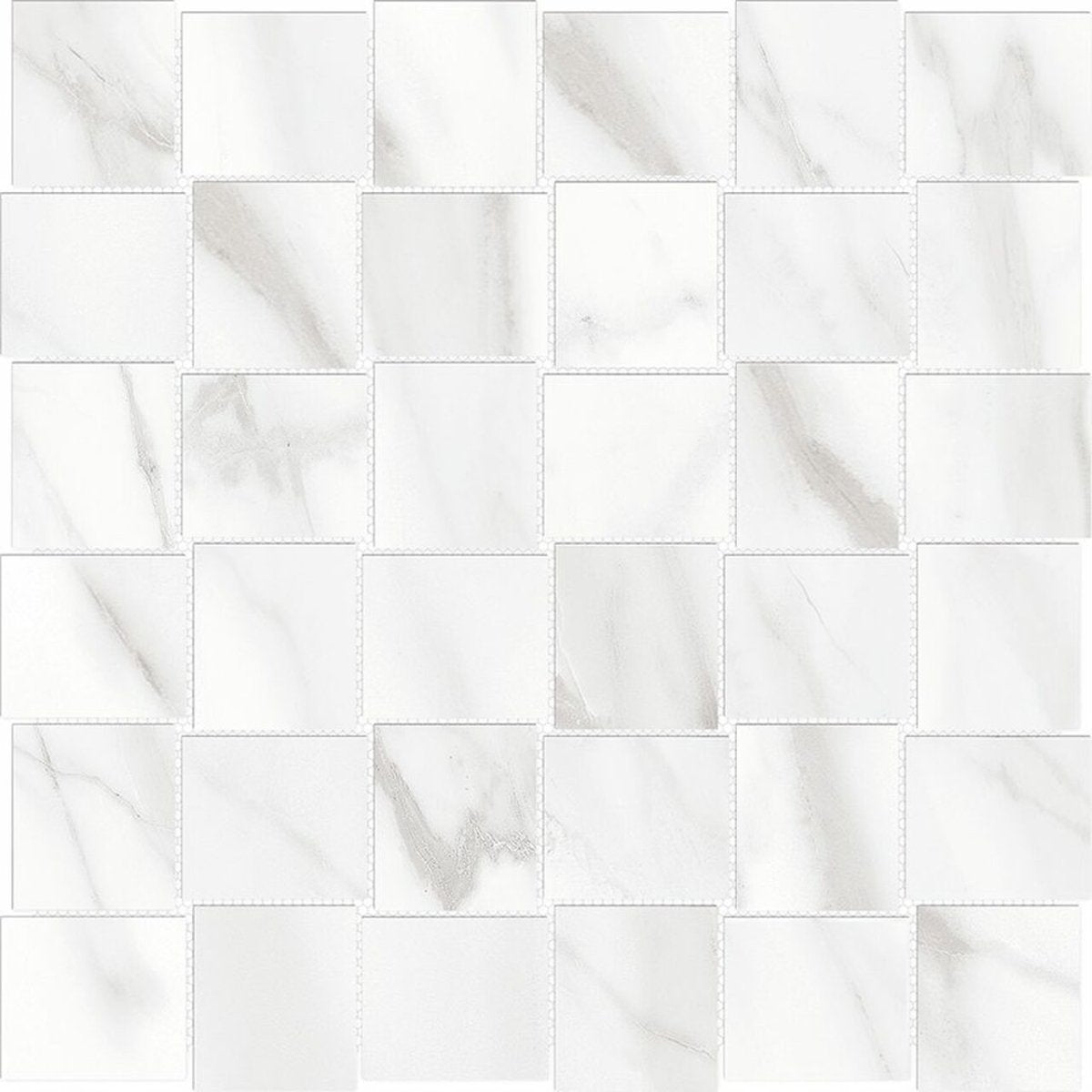 2 X 2 In Basketweave Mayfair Volakas Polished Glazed Porcelain Mosaic