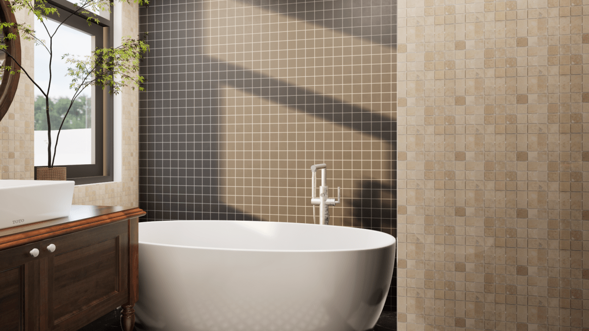 2 X 2 In Cinq Black Matte Glazed Ceramic Mosaic