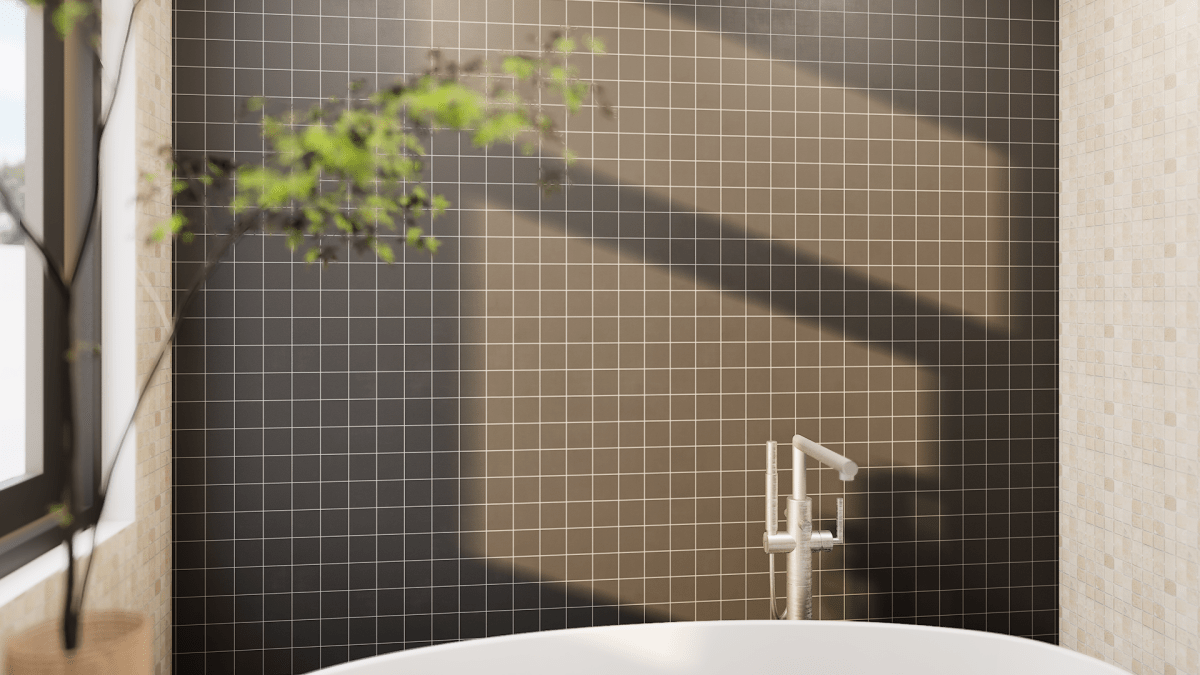 2 X 2 In Cinq Black Matte Glazed Ceramic Mosaic