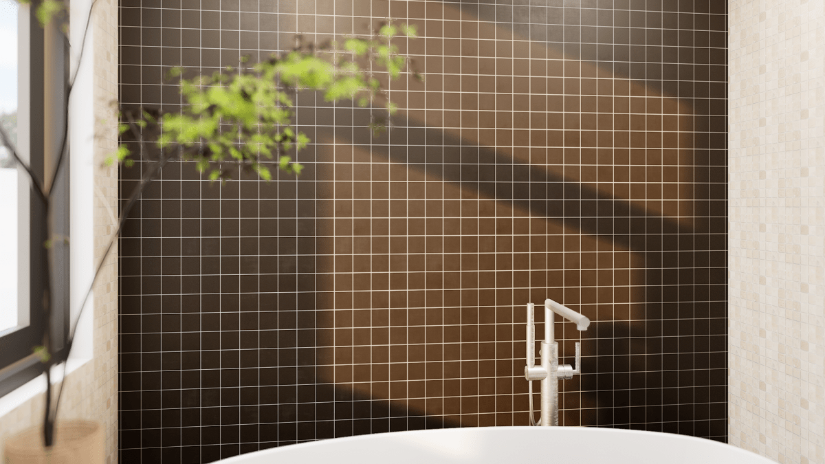 2 X 2 In Cinq Brown Matte Glazed Ceramic Mosaic