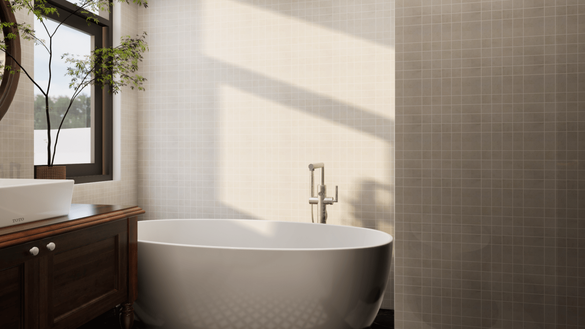 2 X 2 In Cinq Cream Matte Glazed Ceramic Mosaic