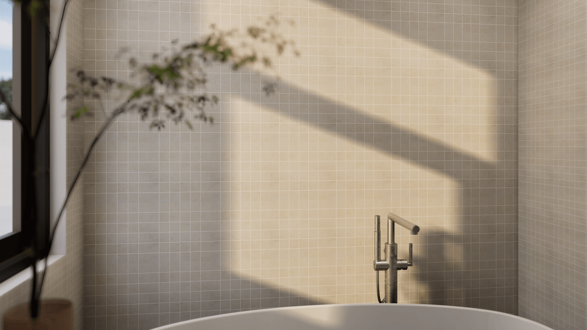 2 X 2 In Cinq Cream Matte Glazed Ceramic Mosaic