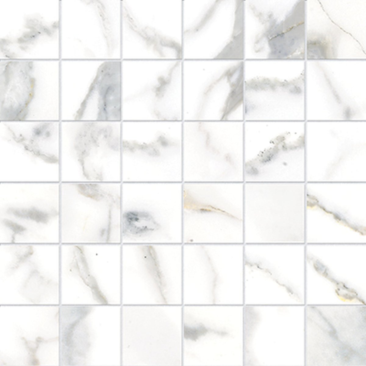 2 X 2 In Classic Calacatta Matte Glazed Porcelain Mosaic